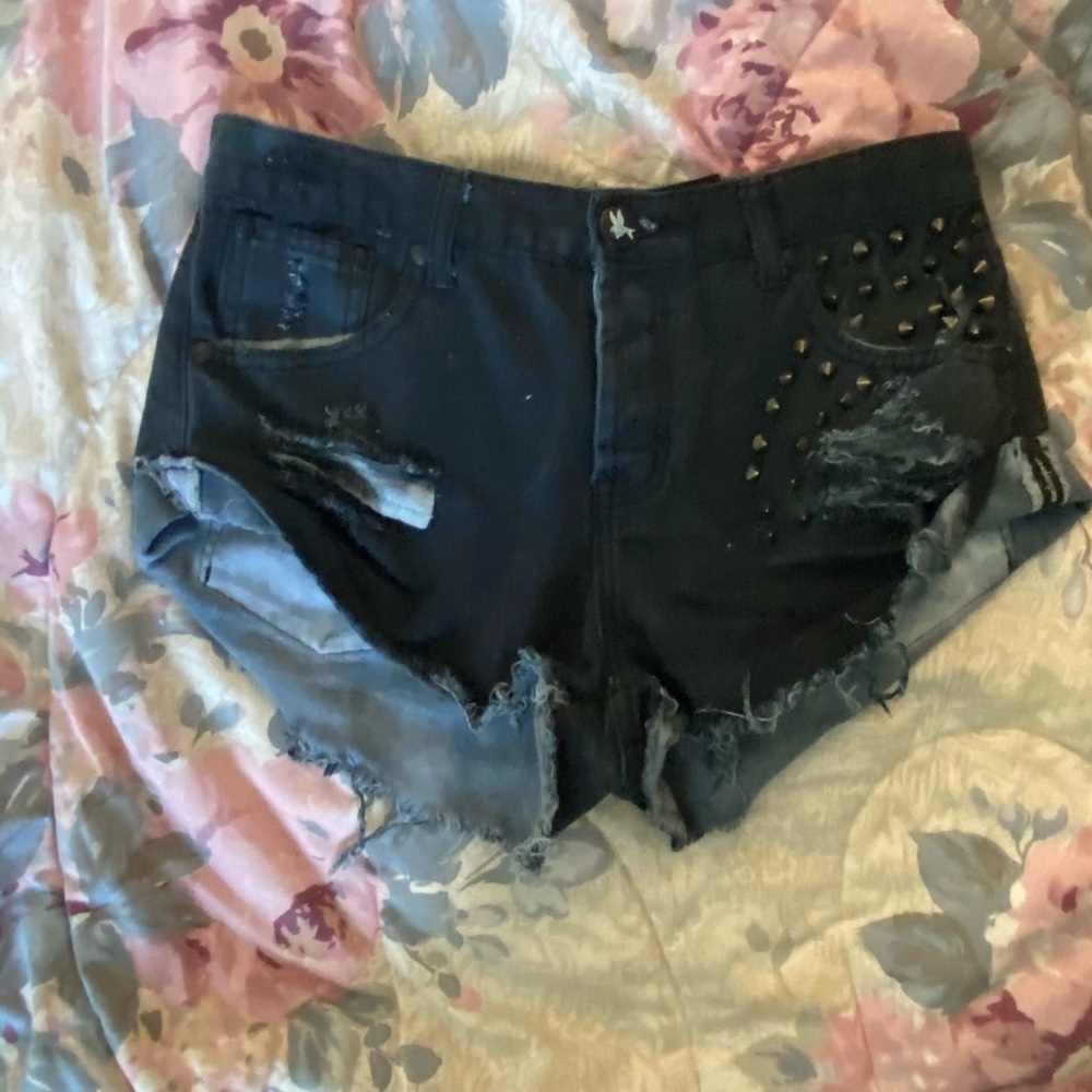 ONE TEASPOON CROPPED DENIM SHORTS